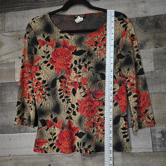 Vintage Brittany Black Red Floral Blouse - Picture 5 of 6